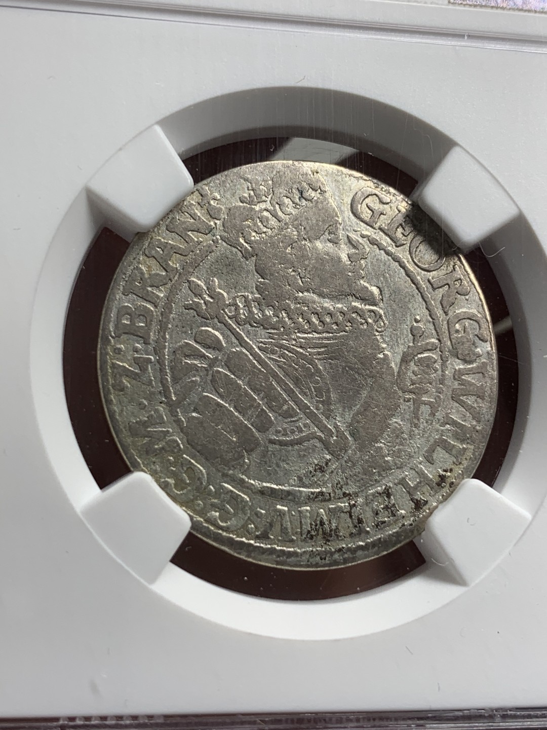 《竞宝斋》第71场-本周日，周一2场连拍（全场不限金额包邮） NGC VF细节神圣罗马帝国勃兰登堡 1622年 1/4泰勒 正面头像为勃兰登堡大选侯乔治威廉，普鲁士开国王腓特烈三世之父