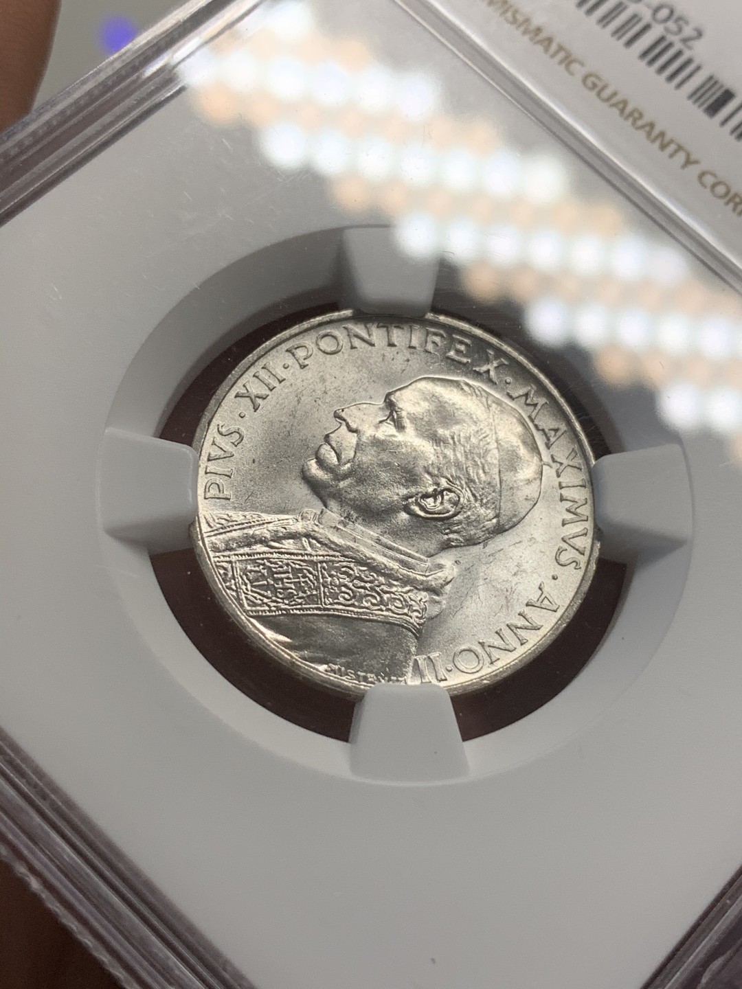 《竞宝斋》第71场-本周日，周一2场连拍（全场不限金额包邮） NGC-MS63 梵蒂冈 1940年 小船 5里拉 原光好品银币