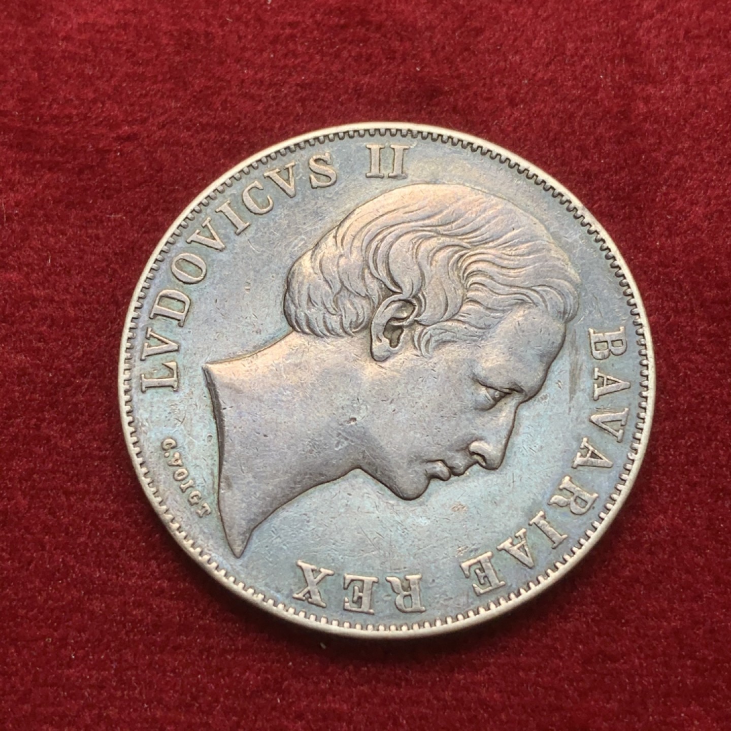 《竞宝斋》第71场-本周日，周一2场连拍（全场不限金额包邮） 1868年 德国 巴伐利亚 圣母抱婴 1泰勒银币