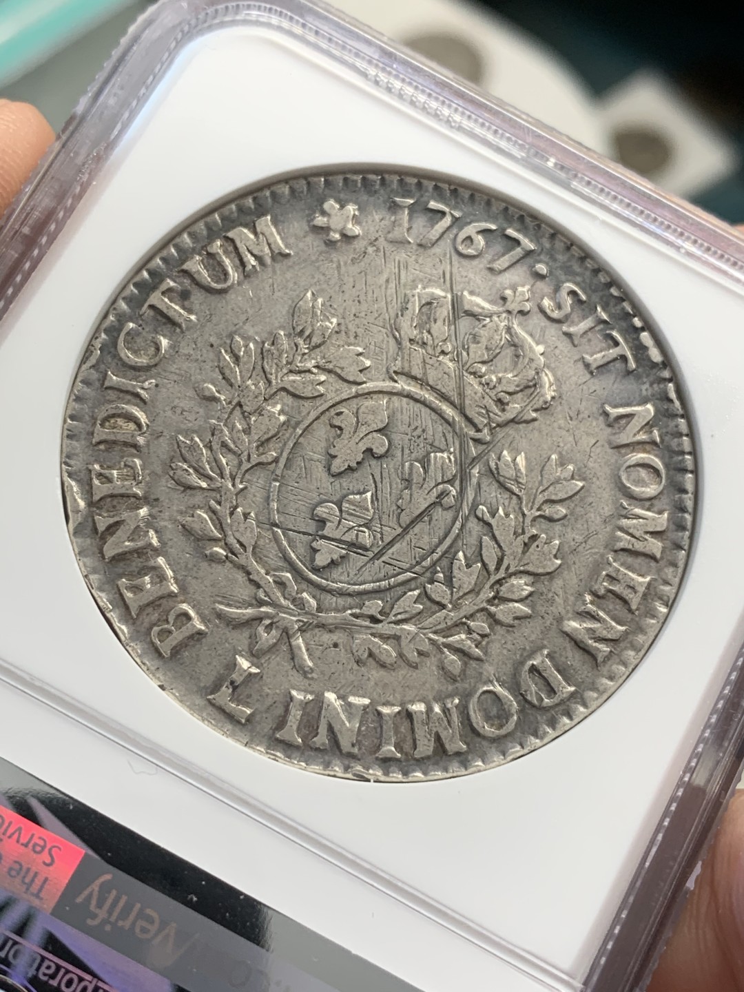 《竞宝斋》第71场-本周日，周一2场连拍（全场不限金额包邮） NGC-VF 法国 1767-L年 路易十五 5ECU大银币 这样的状态不给分想不通