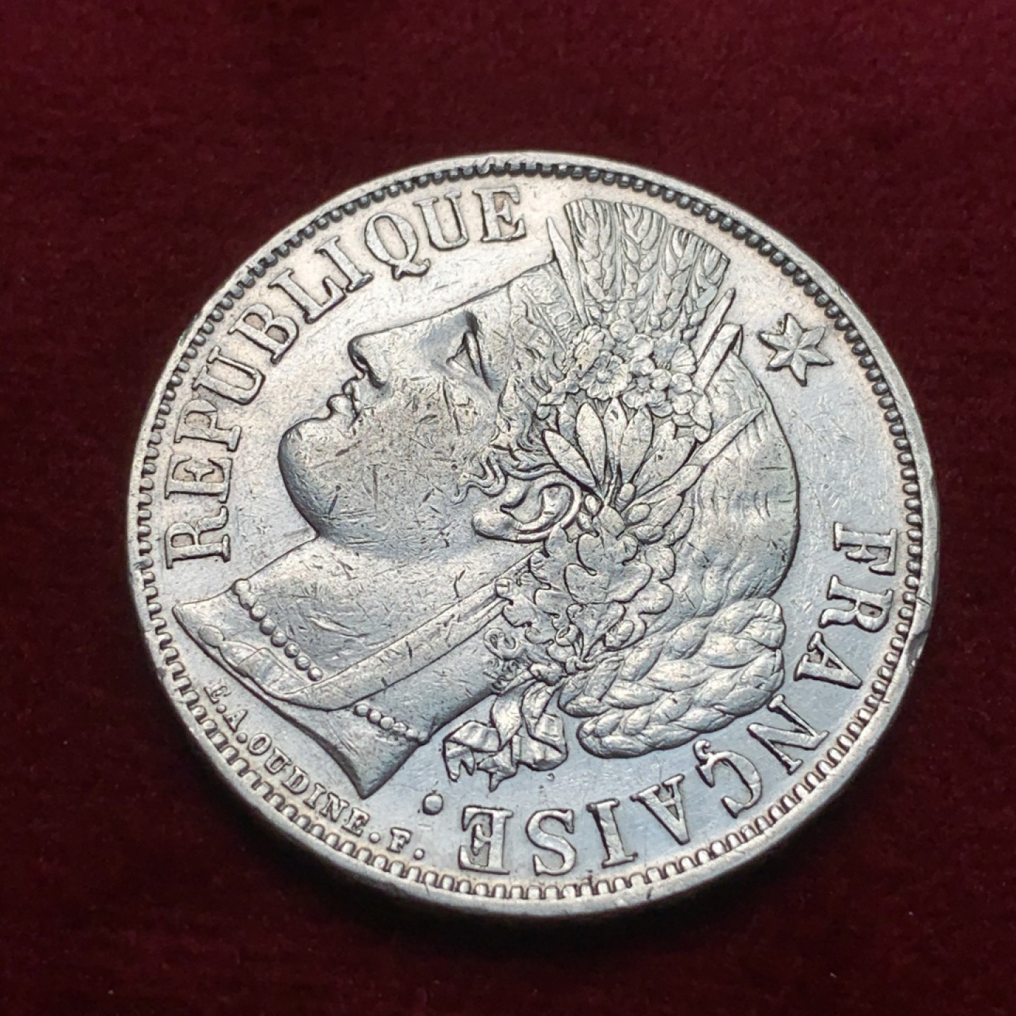 《竞宝斋》第71场-本周日，周一2场连拍（全场不限金额包邮） 法国1870年 谷物女神5法郎 大银币 细节不错