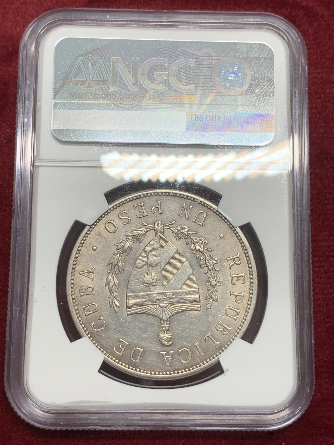 《竞宝斋》第71场-本周日，周一2场连拍（全场不限金额包邮） NGC-AUD 古巴 1933年 1比索 大五星