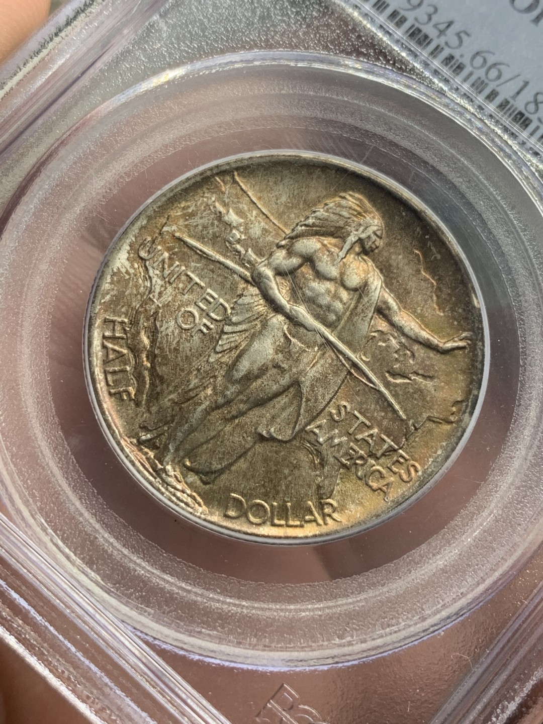 《竞宝斋》第71场-本周日，周一2场连拍（全场不限金额包邮） PCGS-MS66 美国 1936年 50美分 俄勒冈小道 银币 高分 经典设计 包浆舒服