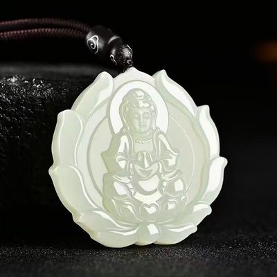 金丝玉 莲花观音吊坠 - 金丝玉 莲花观音吊坠
