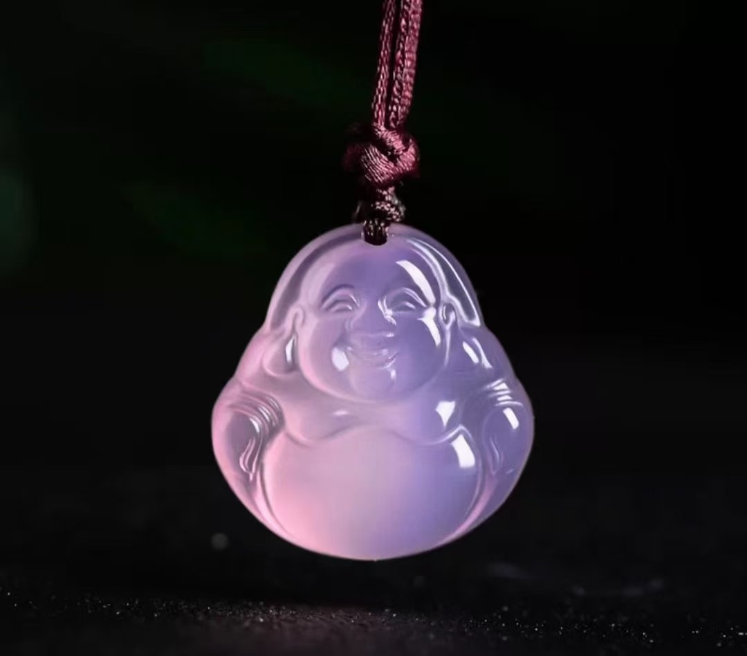 天然巴西粉玛瑙玉佛佛公