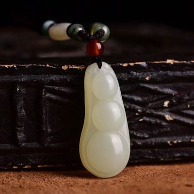 天然和田白玉四季福豆玉石吊坠玉石毛衣链女玉坠玉佩男项链百搭 - 天然和田白玉四季福豆玉石吊坠玉石毛衣链女玉坠玉佩男项链百搭