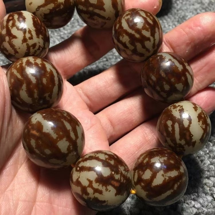 花菩提根菩提手串带皮大白玉菩提根20mm