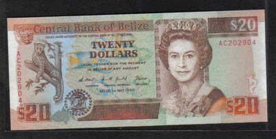 伯利兹(伯里兹)1990年20元 克劳斯P-55 美洲纸币 实物图 UNC     - 伯利兹(伯里兹)1990年20元 克劳斯P-55 美洲纸币 实物图 UNC    