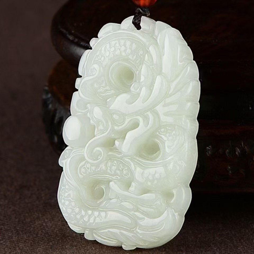 阿富汗玉生肖龙玉坠 龙行天下