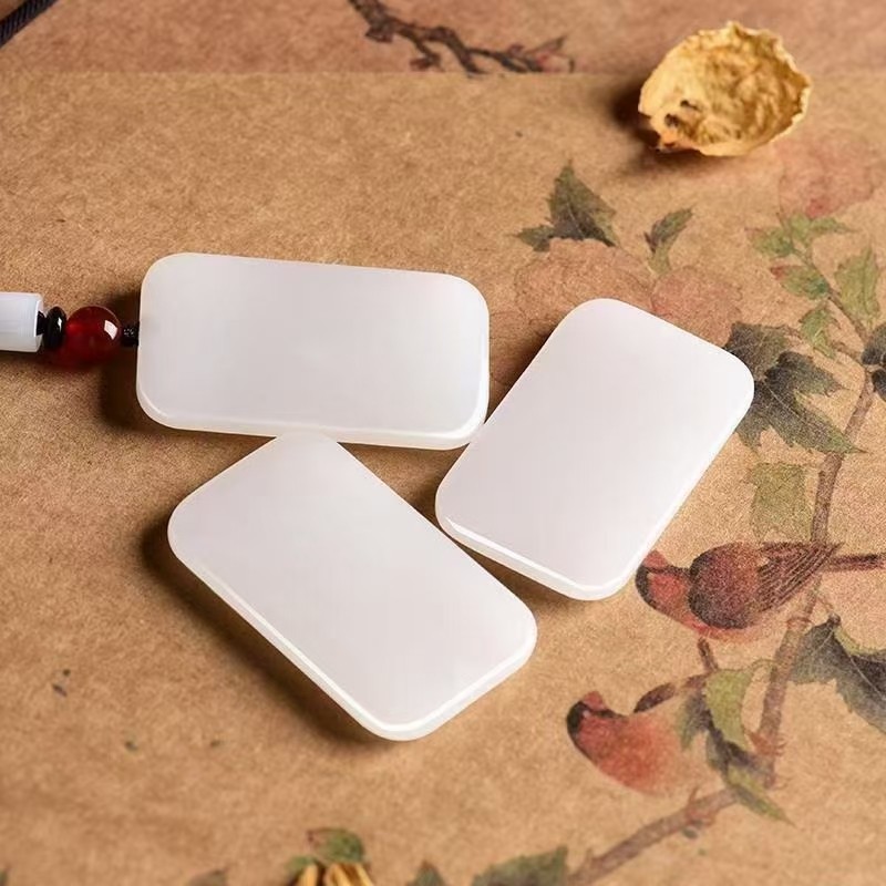 天然金丝玉 平安无事牌吊坠50*30mm