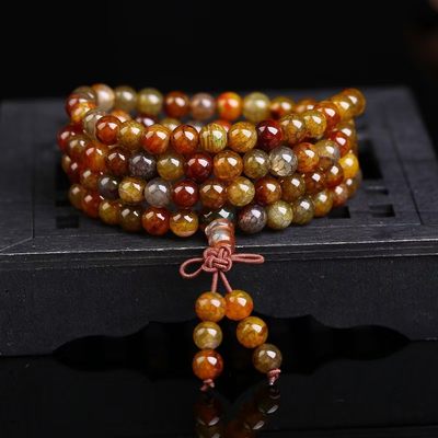 玛瑙108颗佛珠手串龙纹  8mm - 玛瑙108颗佛珠手串龙纹  8mm