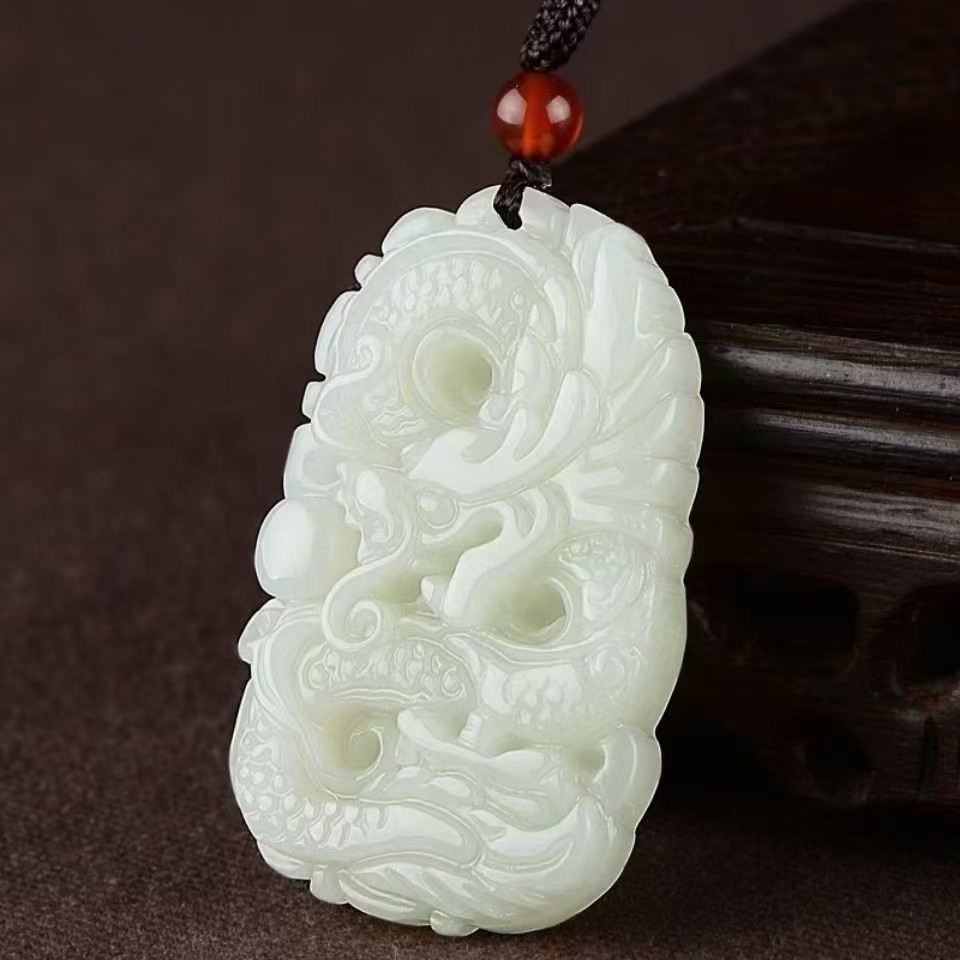 阿富汗玉生肖龙玉坠 龙行天下
