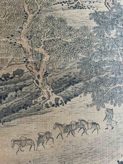 范宽精品丝绢中堂山水画 范宽精品丝绢中堂山水画