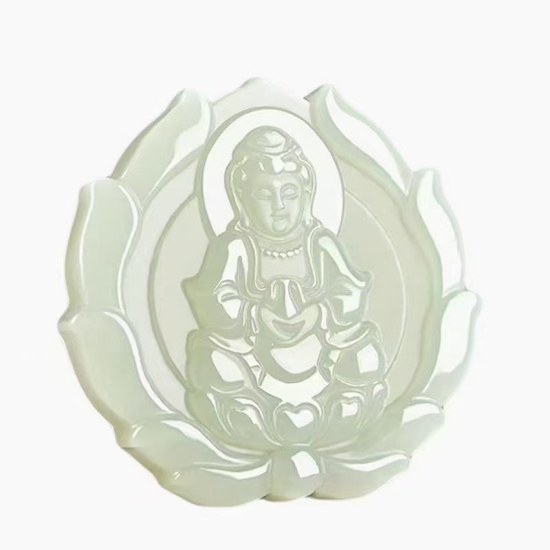 金丝玉 莲花观音吊坠