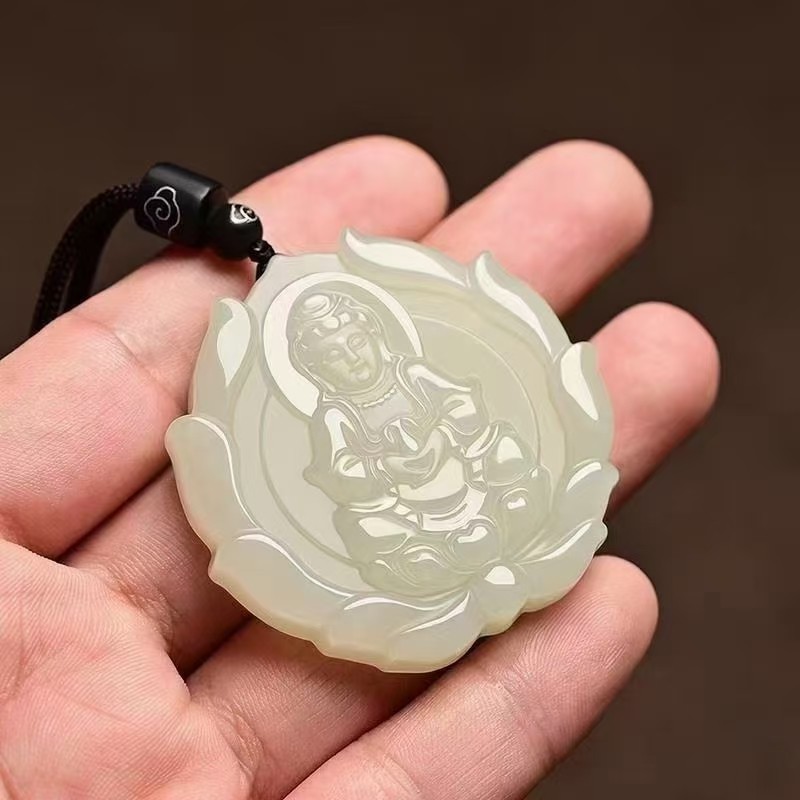 金丝玉 莲花观音吊坠