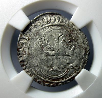 法国中世纪银币,瓦卢瓦王朝,路易十一,1勃朗Blanc银币,公元1461-1483,自打标签盒子 - 法国中世纪银币,瓦卢瓦王朝,路易十一,1勃朗Blanc银币,公元1461-1483,自打标签盒子