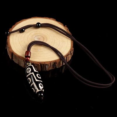 黑色九眼天珠14*40mm 绳长68mm - 黑色九眼天珠14*40mm 绳长68mm