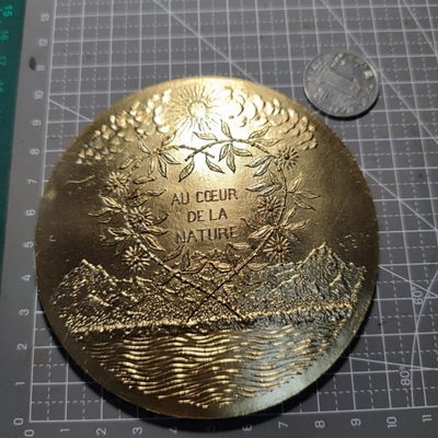 gush小明220707 法国人与自然镀金大铜章1982 巴黎造币厂丰饶角边铭