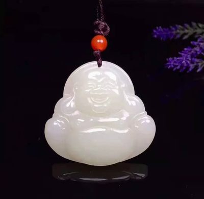 天然新疆昆仑玉玉佛佛公吊坠 尺寸42*39*8 - 天然新疆昆仑玉玉佛佛公吊坠 尺寸42*39*8