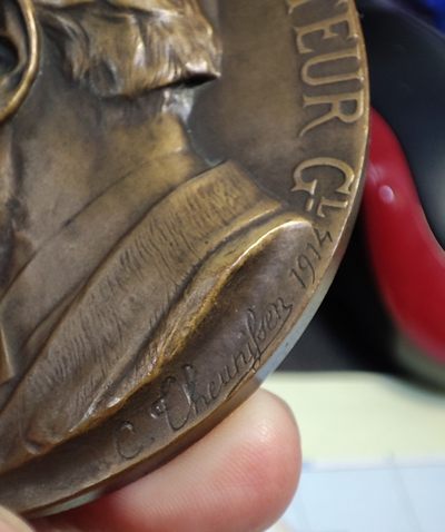 gush小明220707 1914法国大铜章教育总督促，高浮雕厚实立体