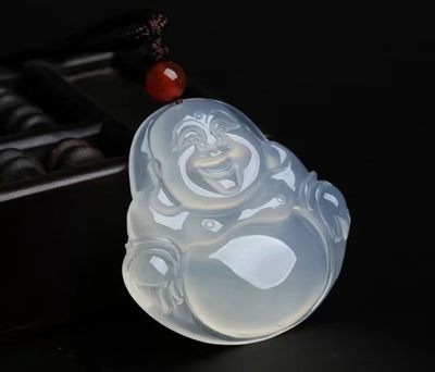 天然巴西玛瑙荔枝冻玉佛佛公吊坠 - 天然巴西玛瑙荔枝冻玉佛佛公吊坠