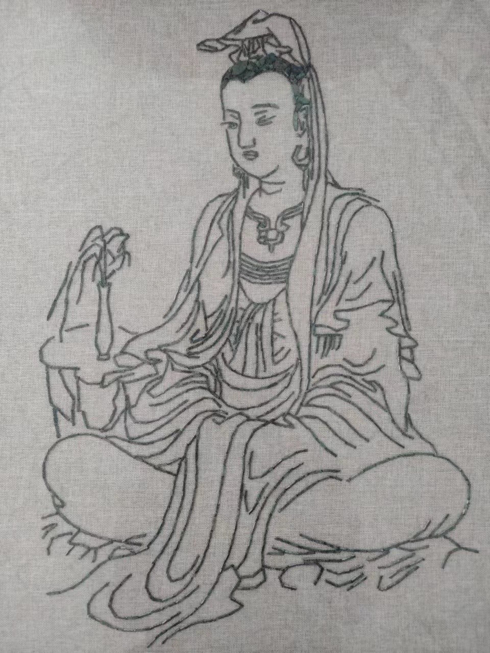 鸣轩坊~铜钱贴画 铜钱画~杨枝观音