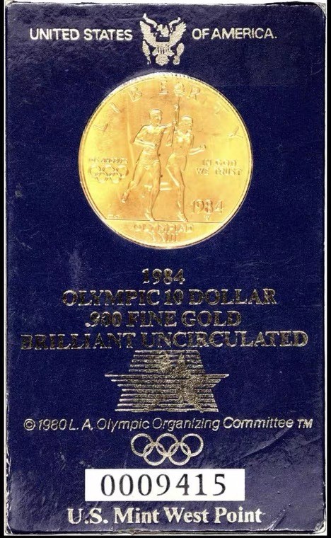 收藏联盟Quantum Auction 第173期拍卖 1984年美国奥运会10元纪念金币 原装卡装金币