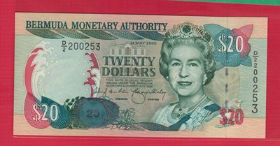 百慕大 2000年  20元  实物图  UNC   - 百慕大 2000年  20元  实物图  UNC  