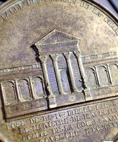 gush小明220707 法国查尔斯十世众议院1829纪念铜章 品相如图，边缘有点小磕