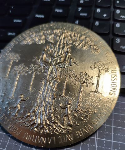 gush小明220707 法国人与自然镀金大铜章1982 巴黎造币厂丰饶角边铭