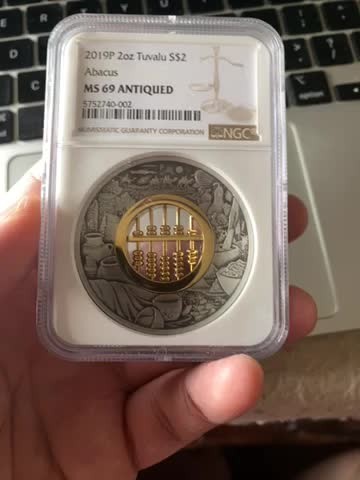 收藏联盟Quantum Auction 第173期拍卖 2019年图瓦卢算盘🧮仿古型银币 NGC MS69