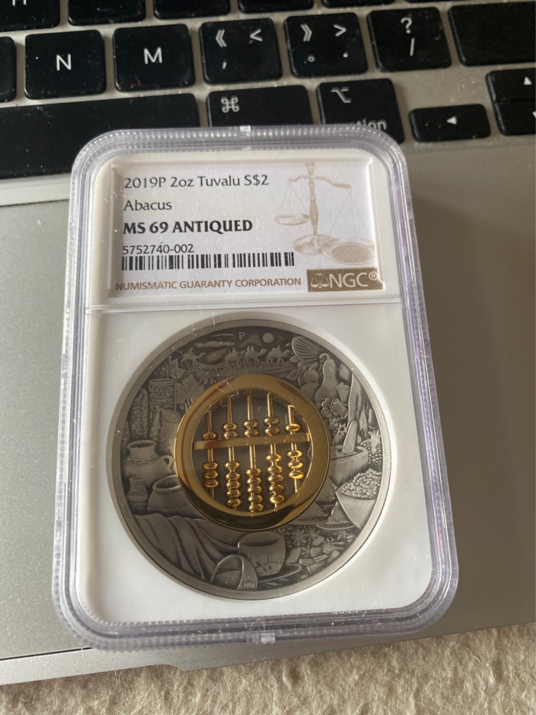收藏联盟Quantum Auction 第173期拍卖 2019年图瓦卢算盘🧮仿古型银币 NGC MS69