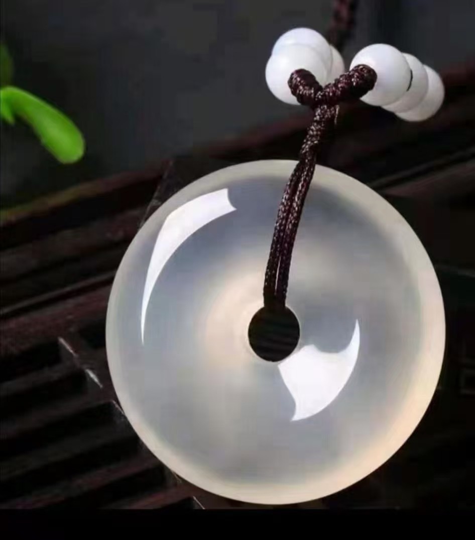 天然巴西玛瑙荔枝平安扣吊坠卡30mm