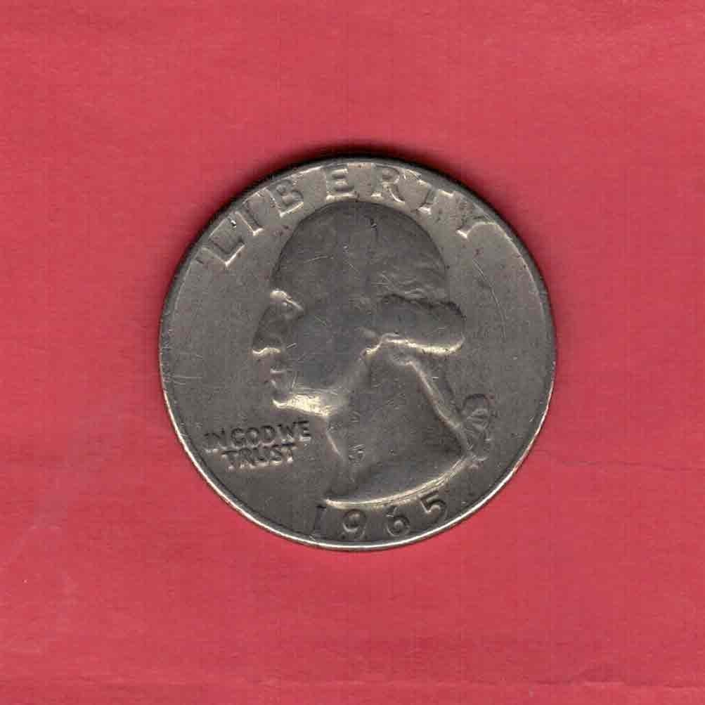 美国1965年25分 1/4元 实物图     
