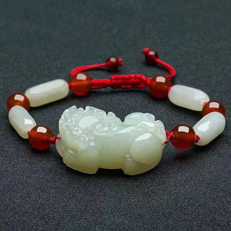 金丝玉貔貅手串男黑女红  26*15*10mm