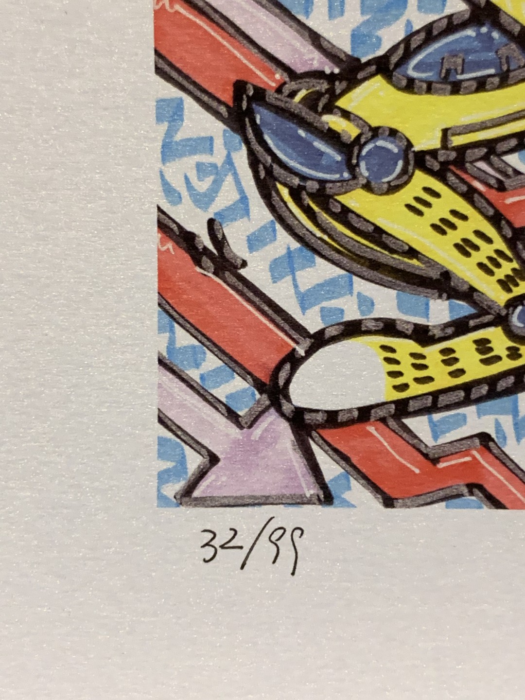 零元拍：歪歪亲笔签名 OWSON系列限量插画复制画《变形金刚系列：黄豹》，尺寸约22/22厘米，拍品不含镜框
