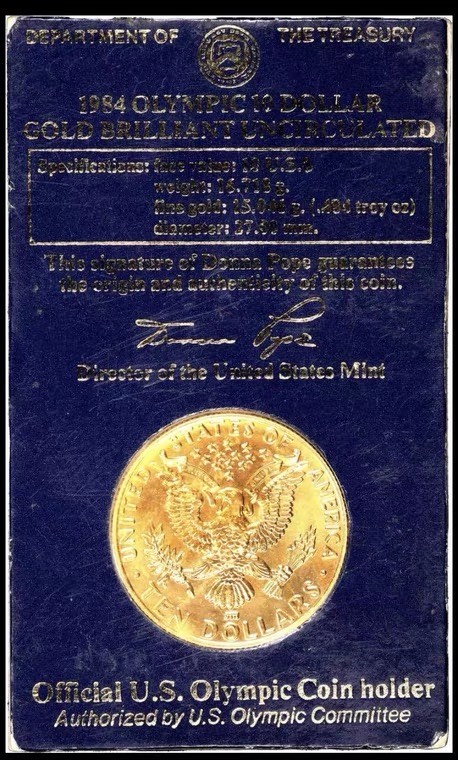 收藏联盟Quantum Auction 第173期拍卖 1984年美国奥运会10元纪念金币 原装卡装金币
