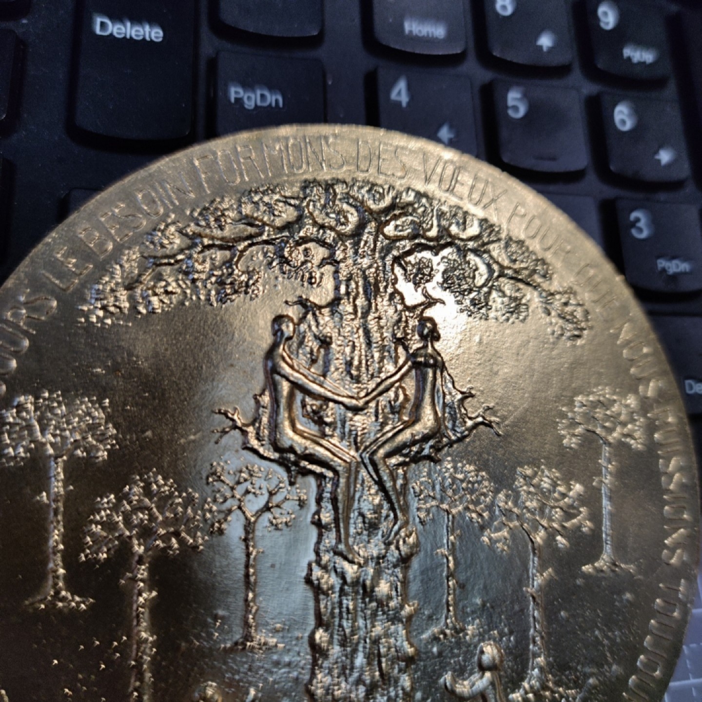 gush小明220707 法国人与自然镀金大铜章1982 巴黎造币厂丰饶角边铭