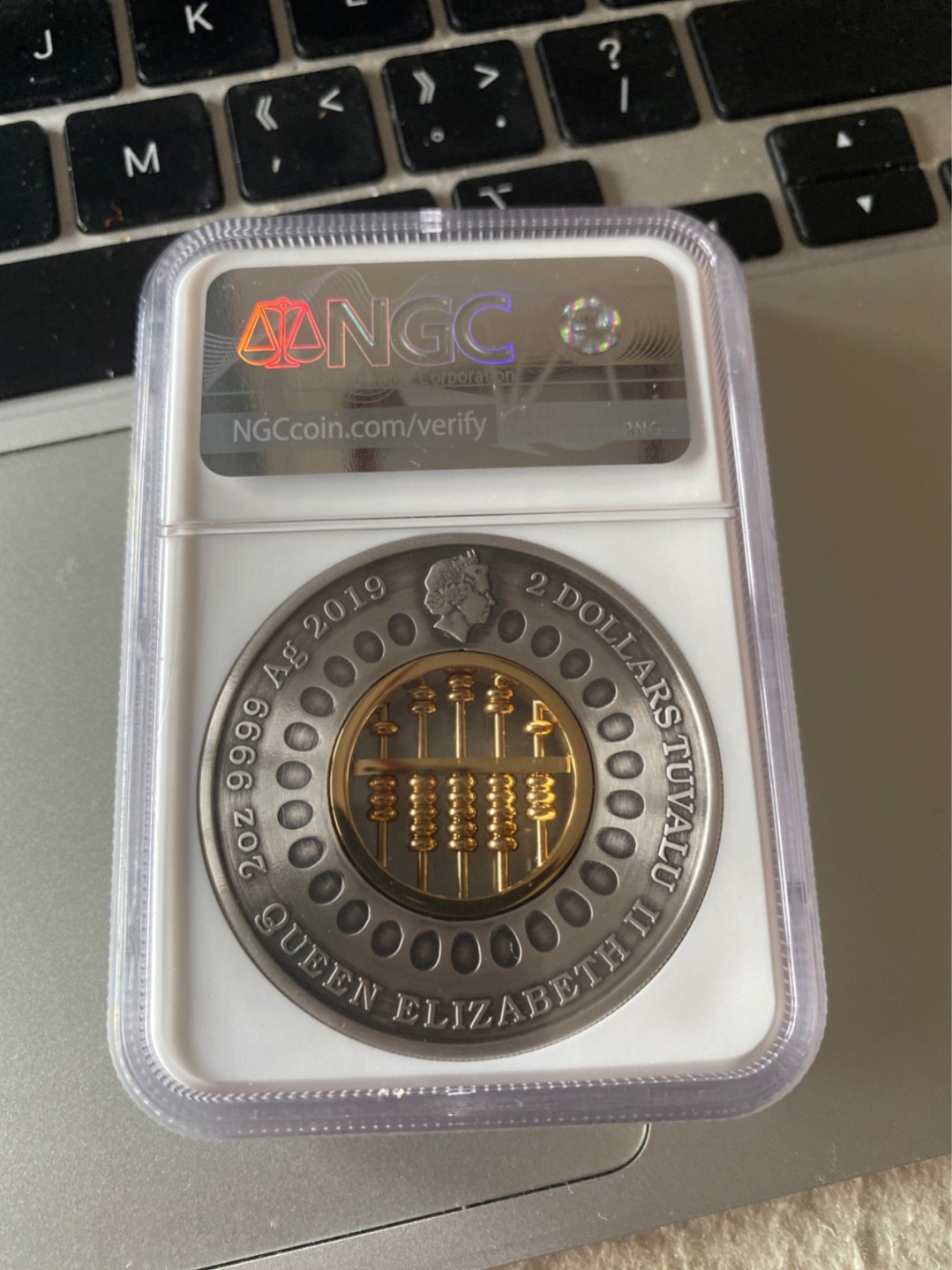 收藏联盟Quantum Auction 第173期拍卖 2019年图瓦卢算盘🧮仿古型银币 NGC MS69