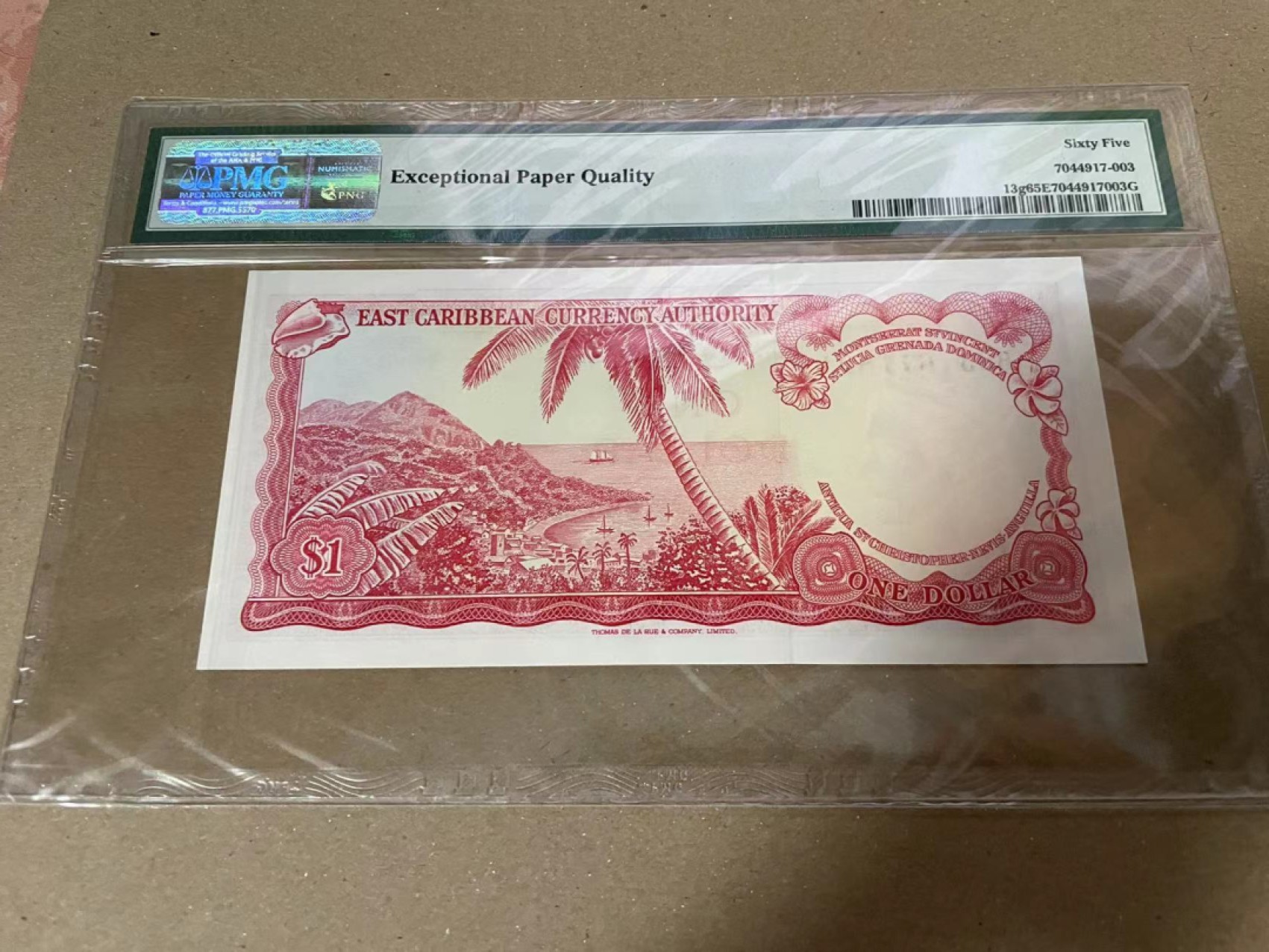 新纪元！【Blue Auction】✨世界纸币精拍第201期【精】   东加勒比 1965年1元 PMG65EPQ 戎装女王