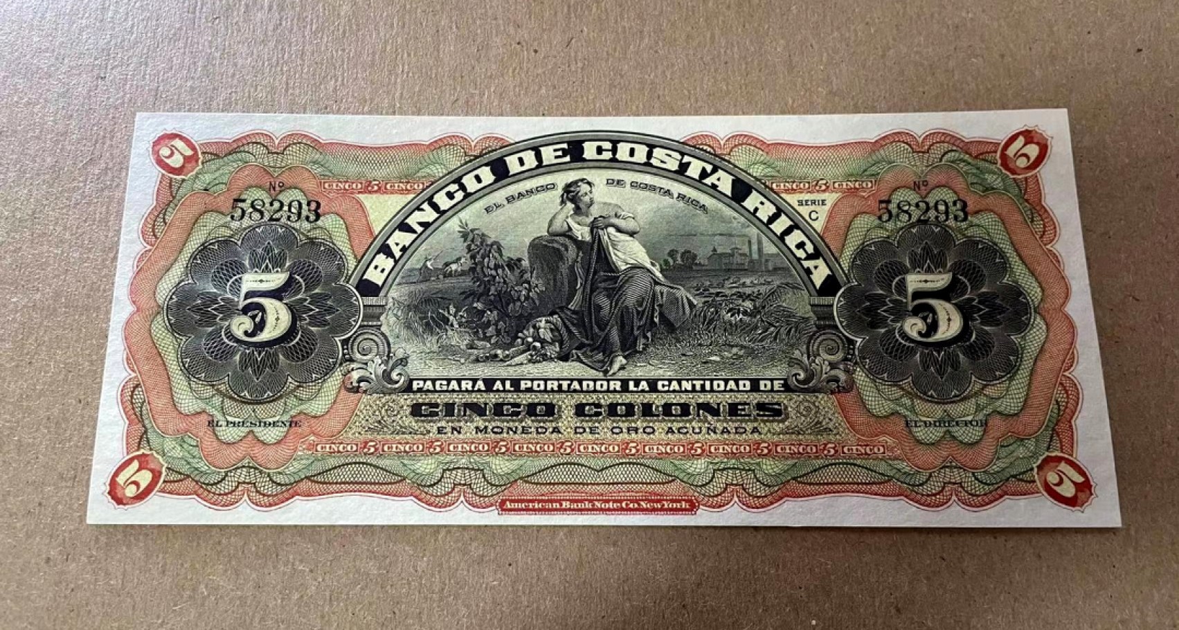 新纪元！【Blue Auction】✨世界纸币精拍第201期【精】   【百年风云】哥斯达黎加 1901-08年5克朗  美钞公司出品 雕刻精美 UNC-