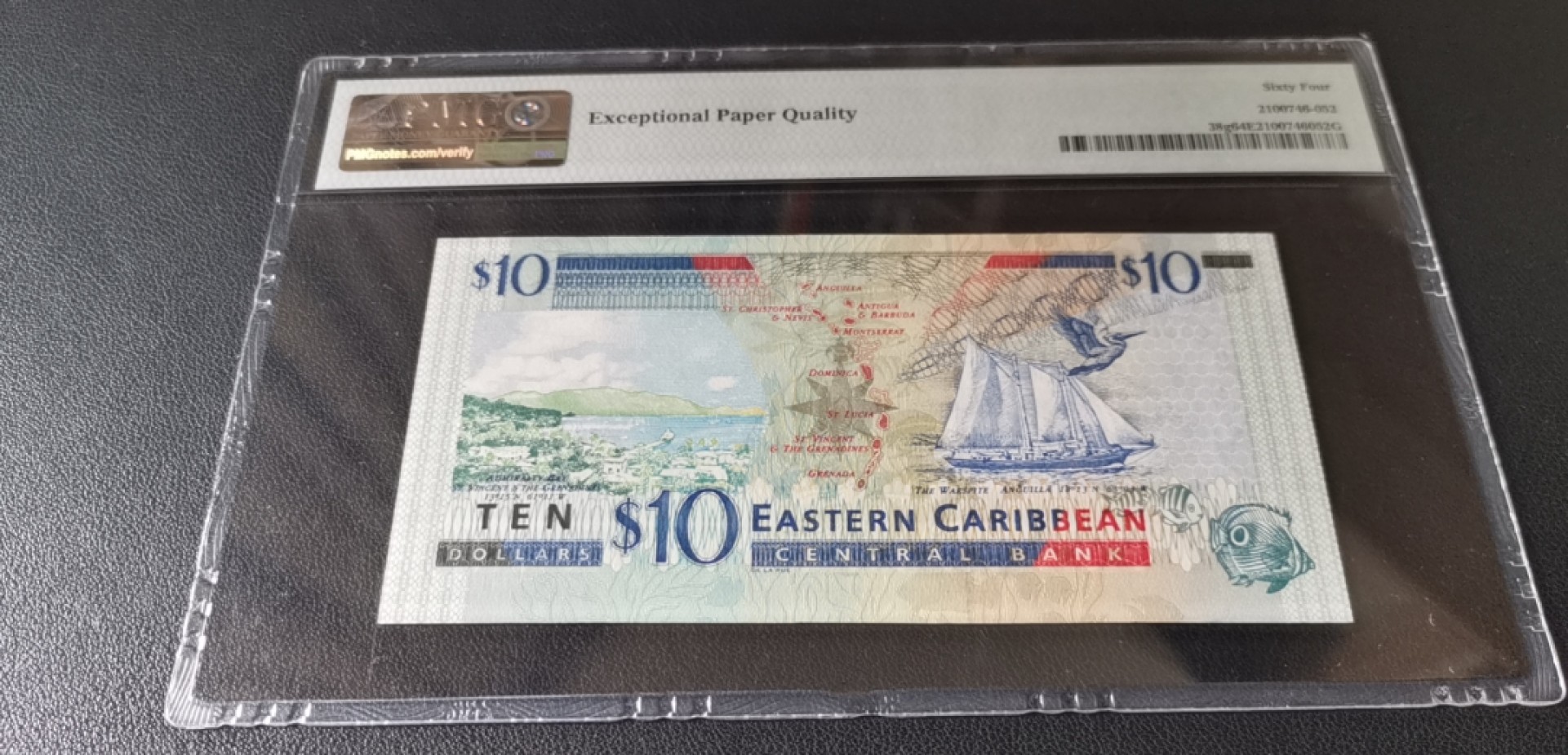 新纪元！【Blue Auction】✨世界纸币精拍第201期【精】   东加勒比 2000年10元 PMG64EPQ  p38g女王