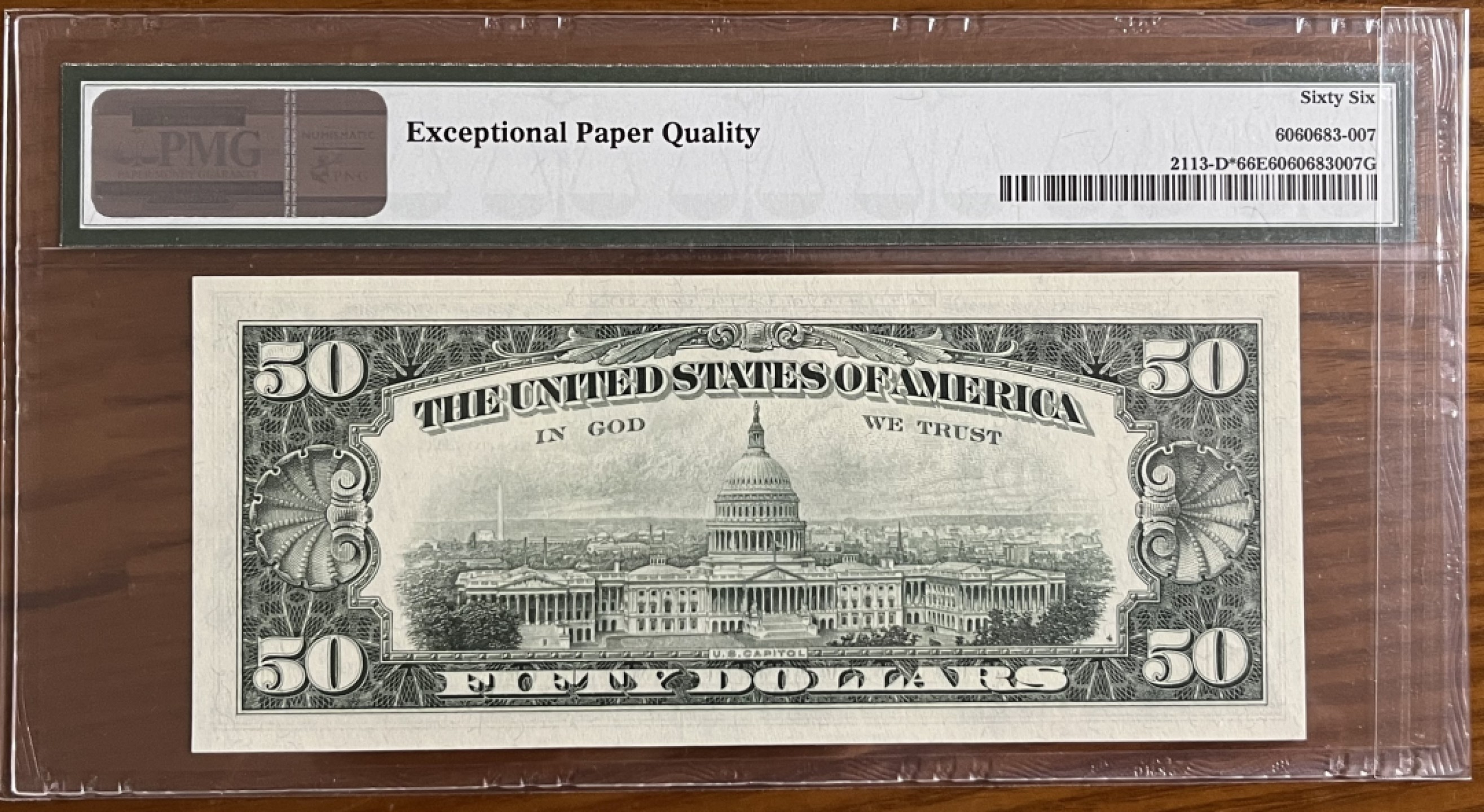 新纪元！【Blue Auction】✨世界纸币精拍第201期【精】   【星补】美国1963A版 50美元  PMG 66EPQ  小头经典版 格兰特