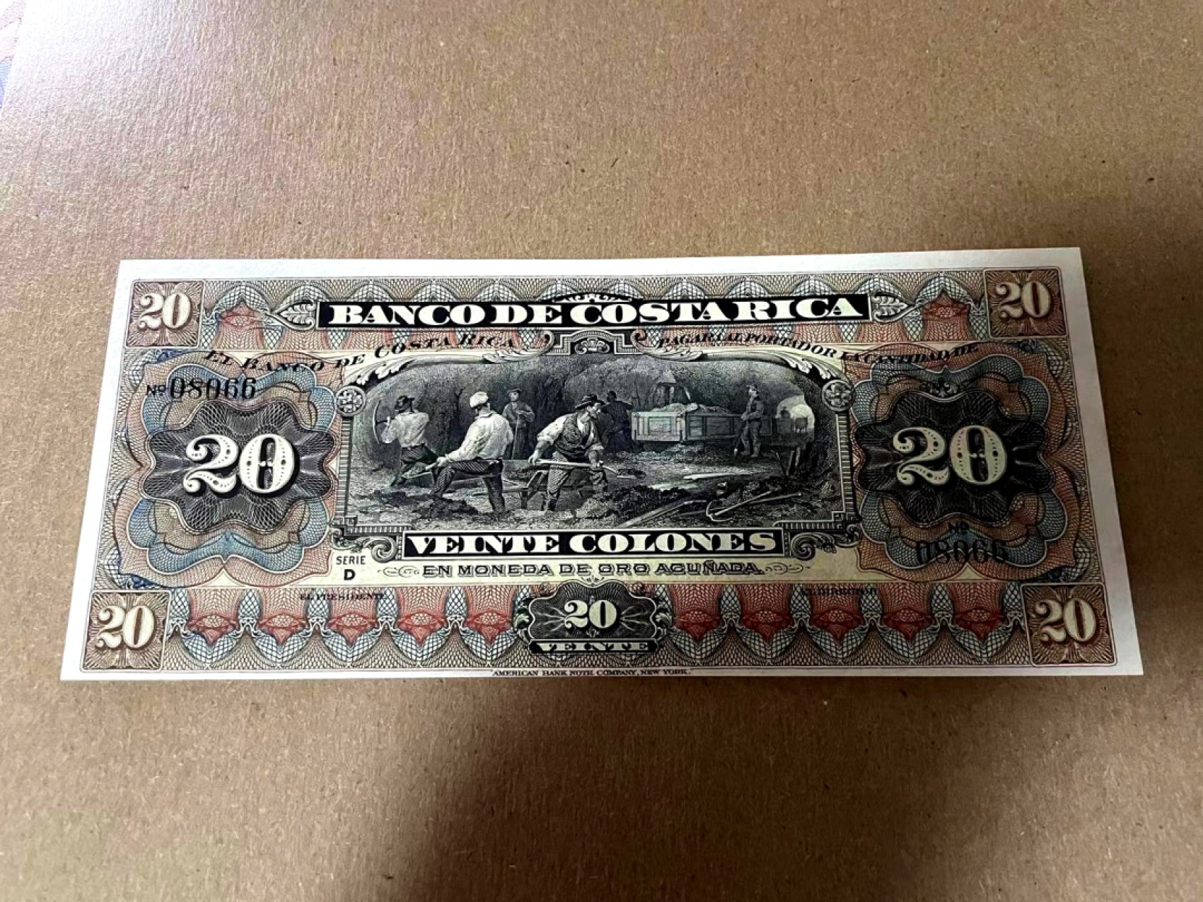 新纪元！【Blue Auction】✨世界纸币精拍第201期【精】   【百年风云】哥斯达黎加 1901-08年20克朗  矿工 美钞公司出品 雕刻精美 UNC-