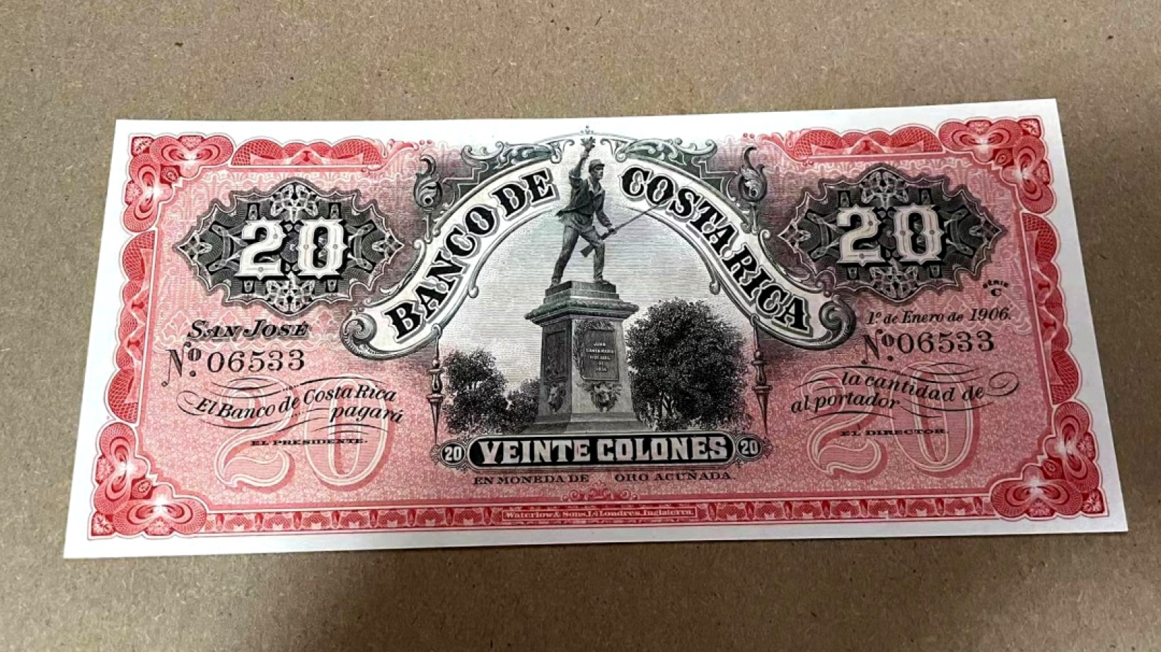 新纪元！【Blue Auction】✨世界纸币精拍第201期【精】   【百年风云】哥斯达黎加 1906年20克朗 美钞公司出品 雕刻精美 全新UNC 