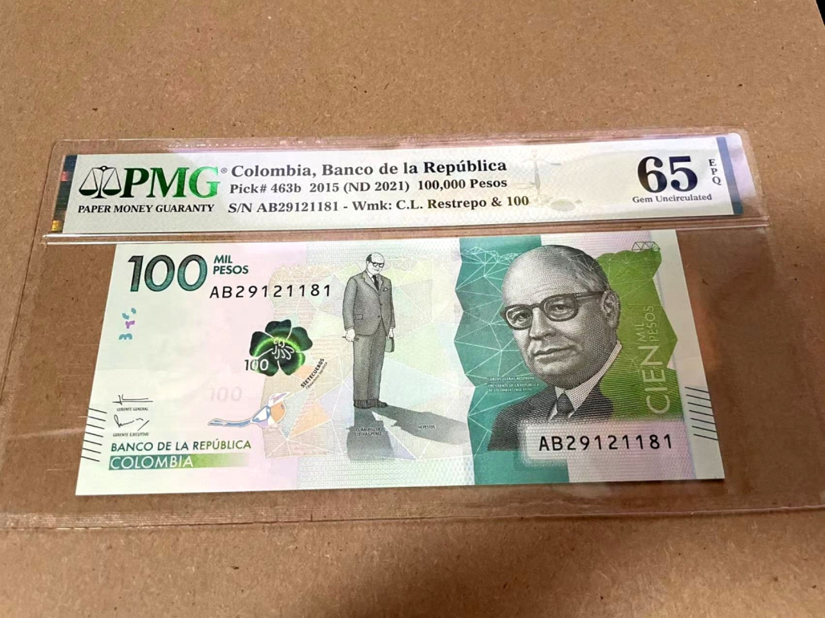 新纪元！【Blue Auction】✨世界纸币精拍第201期【精】   【无47】哥伦比亚 2015年10万比索 高值 PMG65EPQ 绝品 精美
