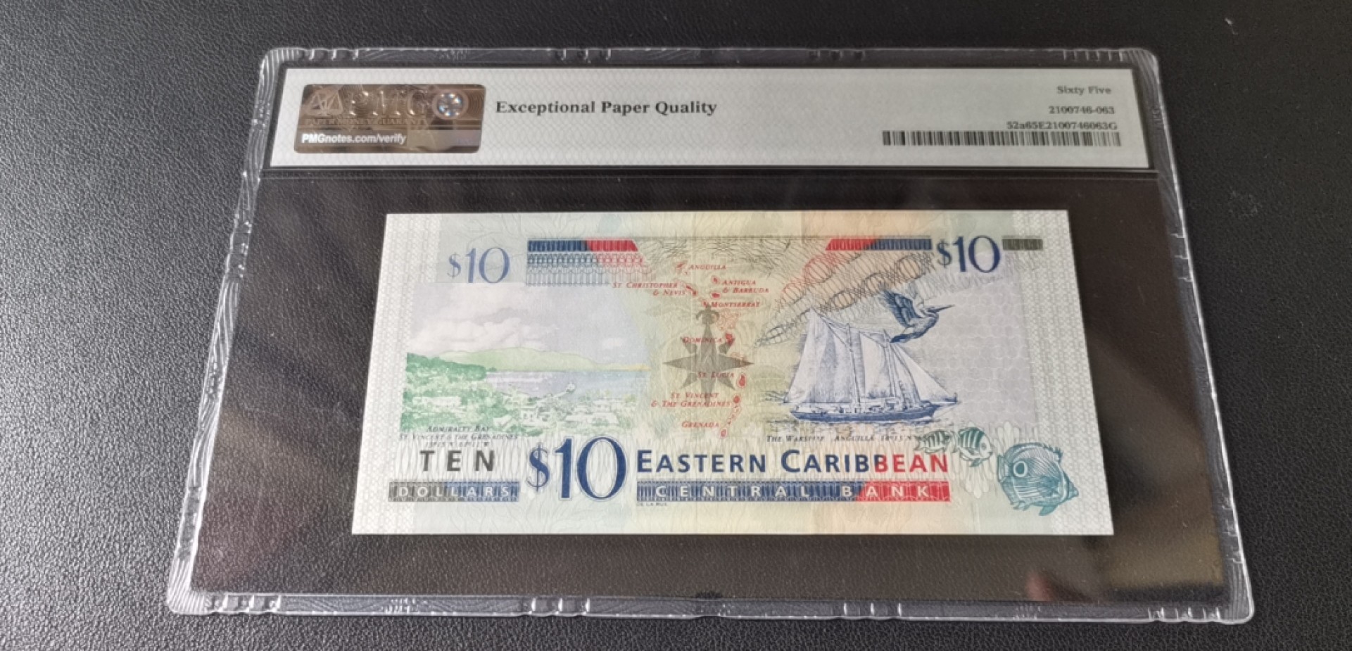 新纪元！【Blue Auction】✨世界纸币精拍第201期【精】   【无47】东加勒比 2012年10元 PMG65EPQ  p52a女王