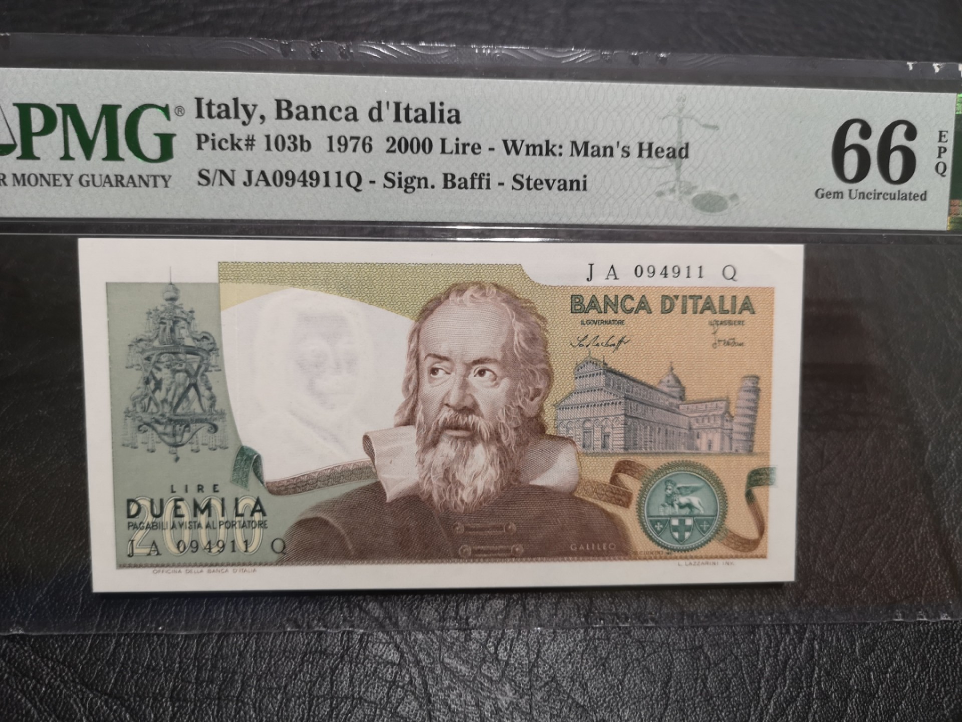 《外钞收藏家》第一百八十七期（本期71件） 1976年意大利2000里拉 PMG66