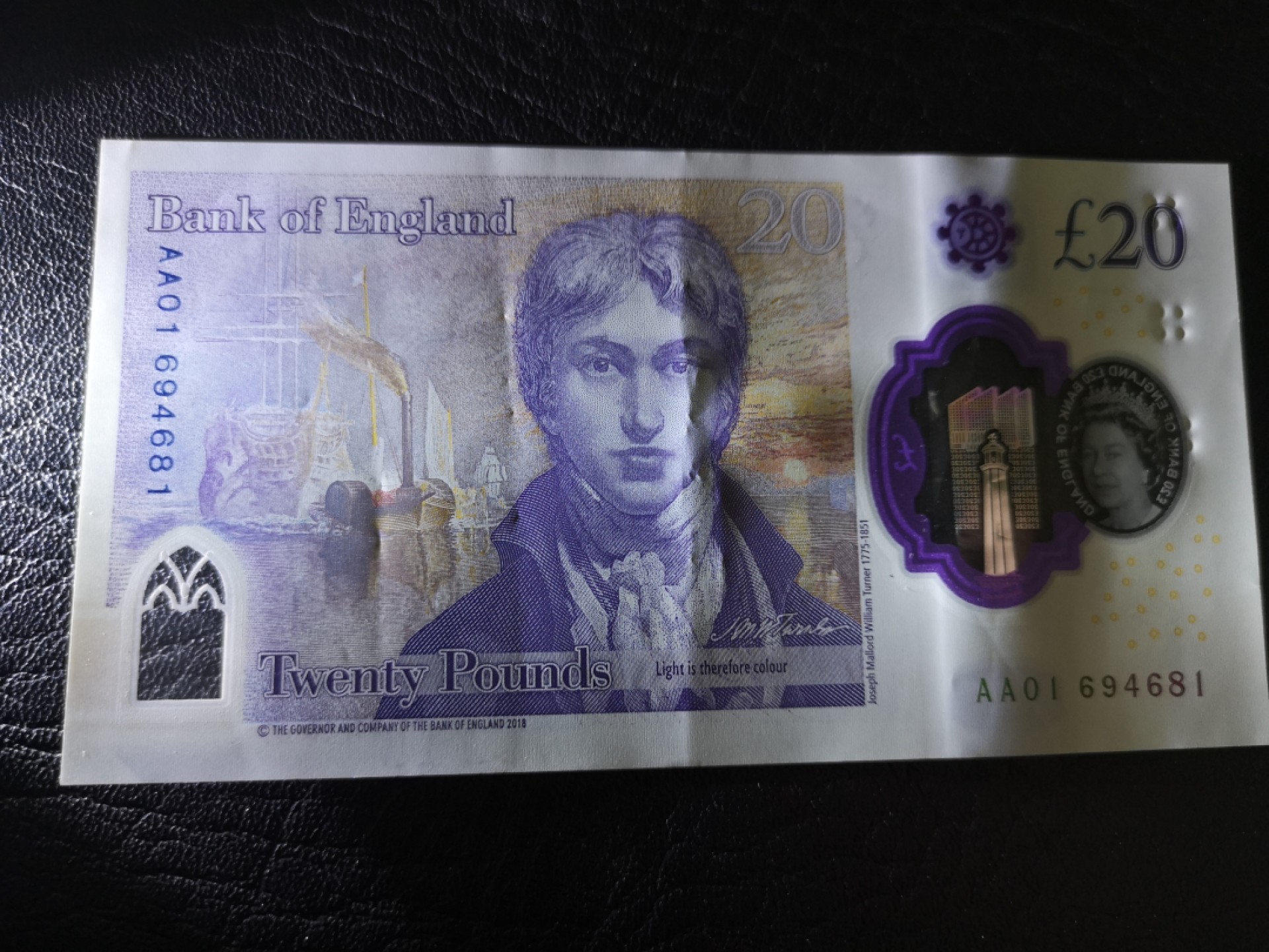 《外钞收藏家》第一百八十七期（本期71件） 最新版英国塑料钞20镑 AA01首发冠 AU品相