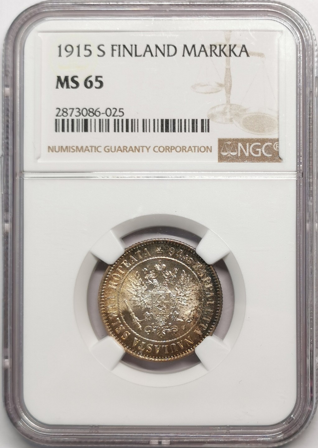 凡希社世界钱币微拍第二百零四期 1915芬兰马克银币NGC-MS65
